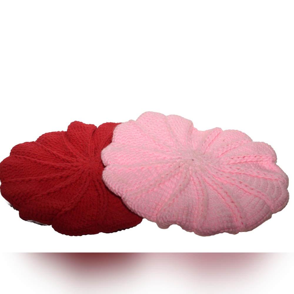 Designer Knit Pink Beret - Picture 8 of 9